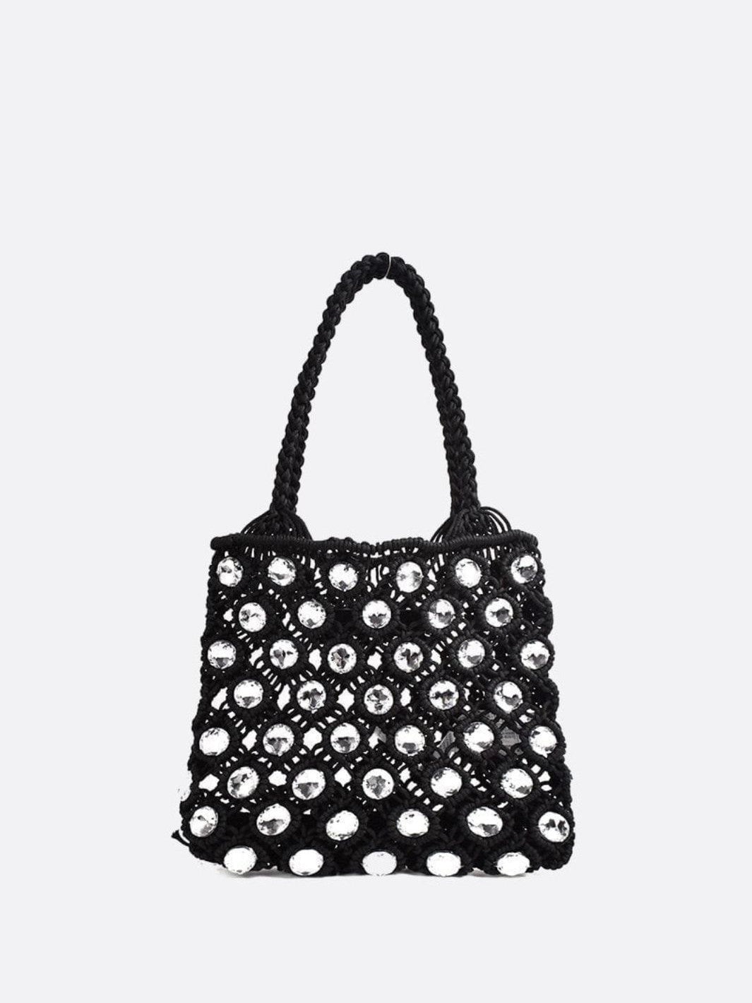 Sac macramé noir